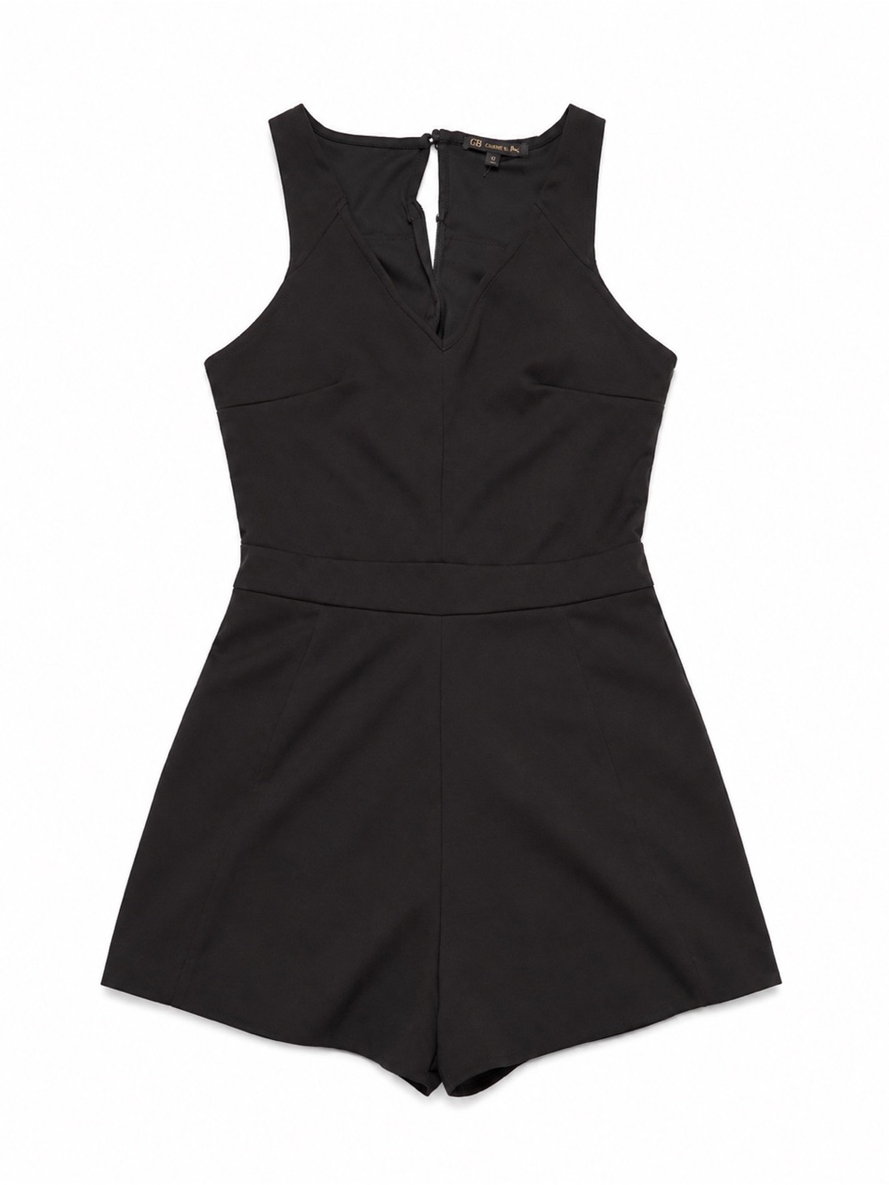 Black Sleeveless V-Neck Romper